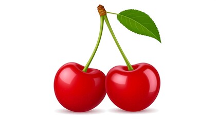 Two Red Cherries on a Branch.