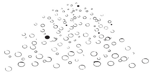 Clear macro pattern of fresh blue water drops and bubbles on a wet glass surface