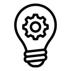 Creative idea symbol lightbulb with gear inside symbolizing innovation engineering and mechanical solutions concept outline