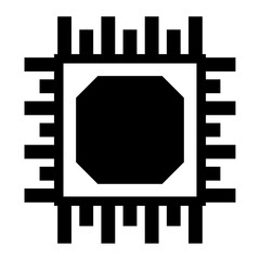 CPU Silhouette Vector Illustration,  Computer Chip Icon, Processor Chip Vector and Technology Hardware Silhouette.