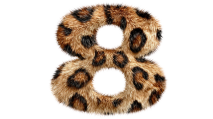 leopard fur number 8 isolated on white background