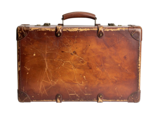 Aged leather suitcase