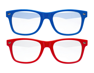 Pair of red and blue eyeglasses