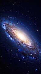 Fototapeta premium Dramatic Galaxy Space Background with Spiral Nebula and Star Clusters in Deep Space