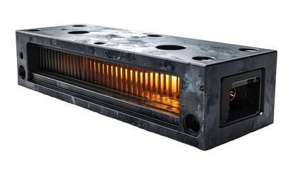 Obraz premium Industrial metal component with glowing internal structure