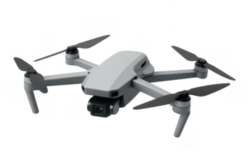 Drone quadcopter flying with camera on transparent background