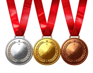 Three medals with red ribbons (1)