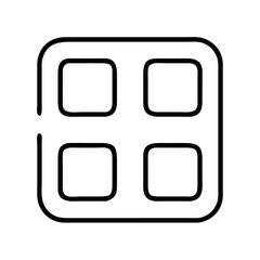 Simple outline icon representing a grid of four square cells