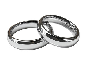 Two overlapping, polished silver wedding bands