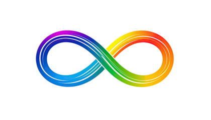 A vibrant, colorful infinity symbol