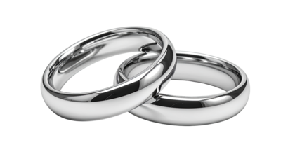 Two polished, rounded wedding bands, overlapping