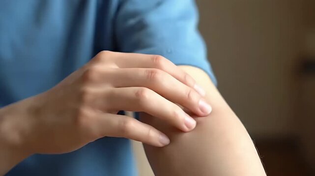 Hand Scratching Itchy Skin on Arm