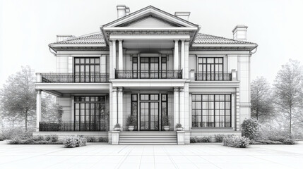 Elegant mansion sketch