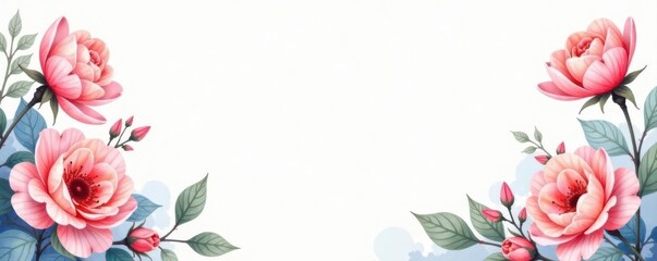 Simple watercolor floral border with delicate script font, simple, border, invitation