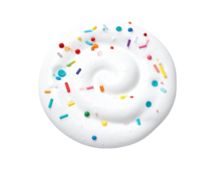 Whipped cream swirl topped with colorful sprinkles