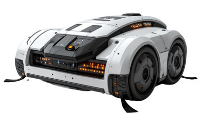 Futuristic white robot vehicle