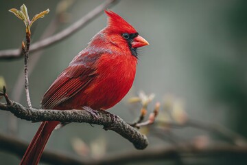 Close-up of a vibrant red cardinal perched on a branch (1)