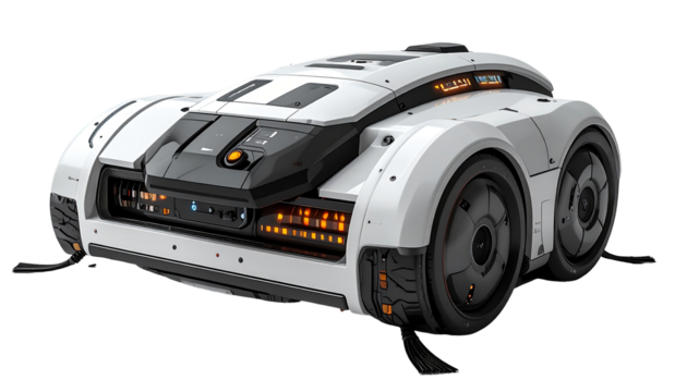 Futuristic white robot vehicle