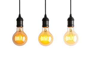 Three incandescent light bulbs