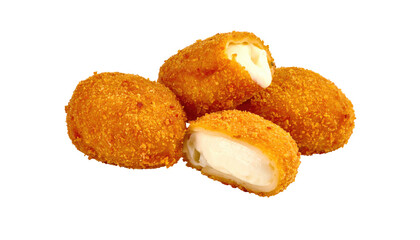 Crispy, cheesy bites, four balls of breaded, cheesy snacks