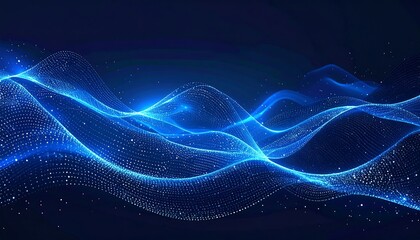 Abstract digital waves of glowing blue points