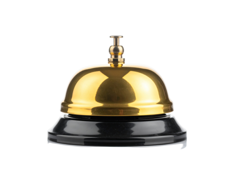 Gold service bell on black base