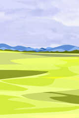 landscape with mountains and blue sky