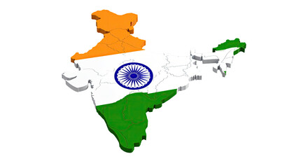 3D map of India colored with its flag