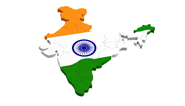 3D map of India colored with its flag
