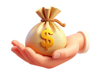 A hand holds a money bag (1)