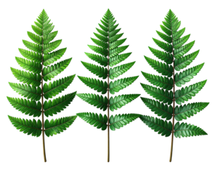 Three fern fronds against black