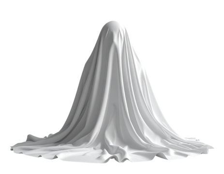 A white cloth draped over a hidden form