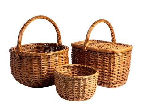 Three vintage-style woven baskets