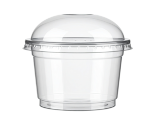 Clear plastic cup with dome lid.  Empty food container
