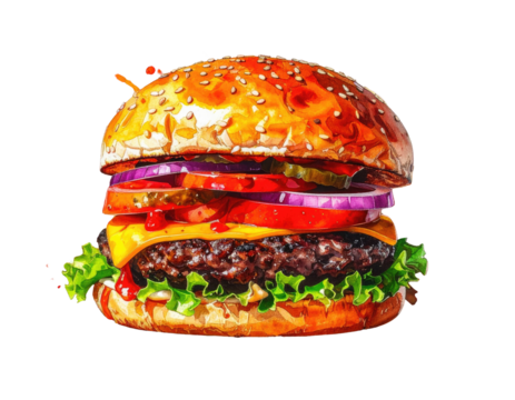 Close-up of a juicy cheeseburger - Powered by Adobe