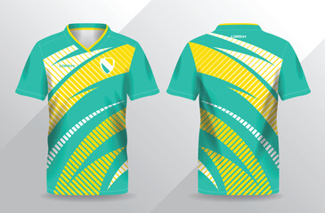 green and yellow sport jersey for football and soccer shirt template