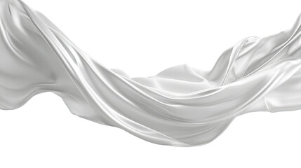 flying white silk fabric isolated on white background