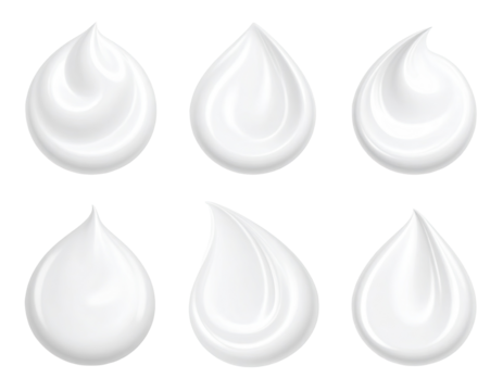 Nine stylized milk cream drops