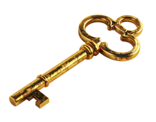 Antique gold key, 3D rendering