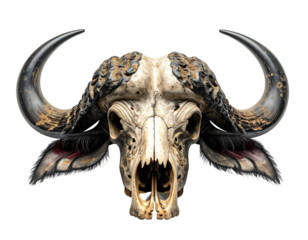 Ornate buffalo skull, detailed craftsmanship