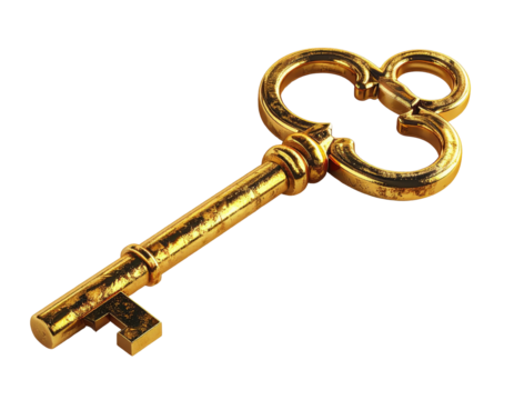 Antique gold key, 3D rendering