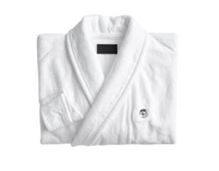 White terrycloth robe folded flat