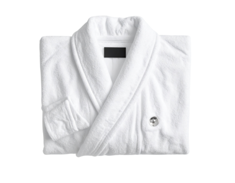 White terrycloth robe folded flat