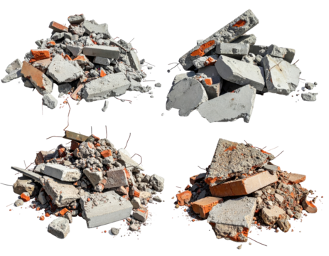 Four piles of construction debris (1)