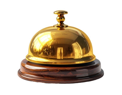 Golden hotel bell on dark background