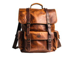 Tan leather backpack