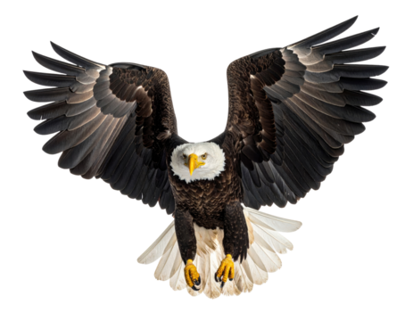 Majestic eagle in flight against a black background