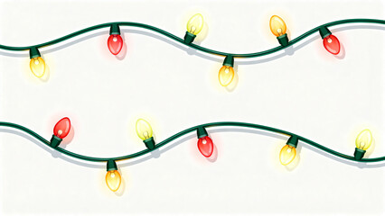 Festive Red and Yellow Christmas Lights Wrapped Background, Classic Holiday Decorations with...