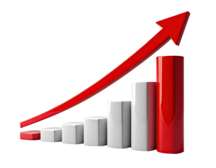 Red upward trend graph