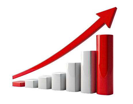 Red upward trend graph